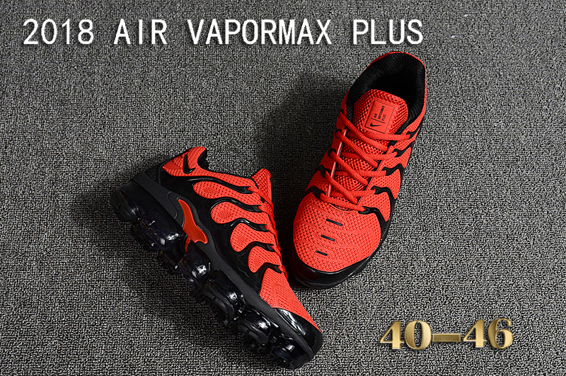 2018 Nike Air VaporMax Plus Red Black Shoes - Click Image to Close